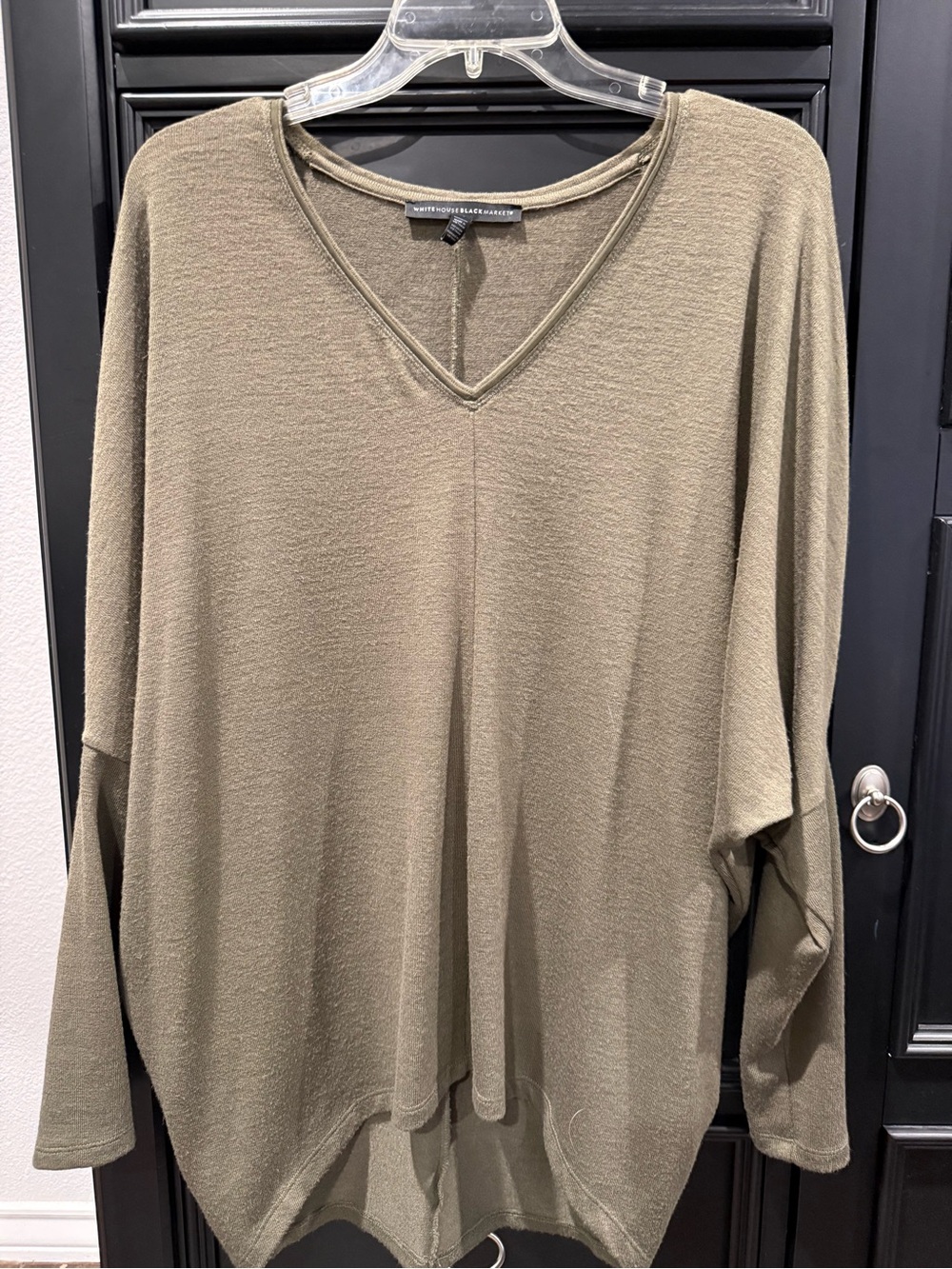 White House Black Market Olive V-Neck Tunic Top